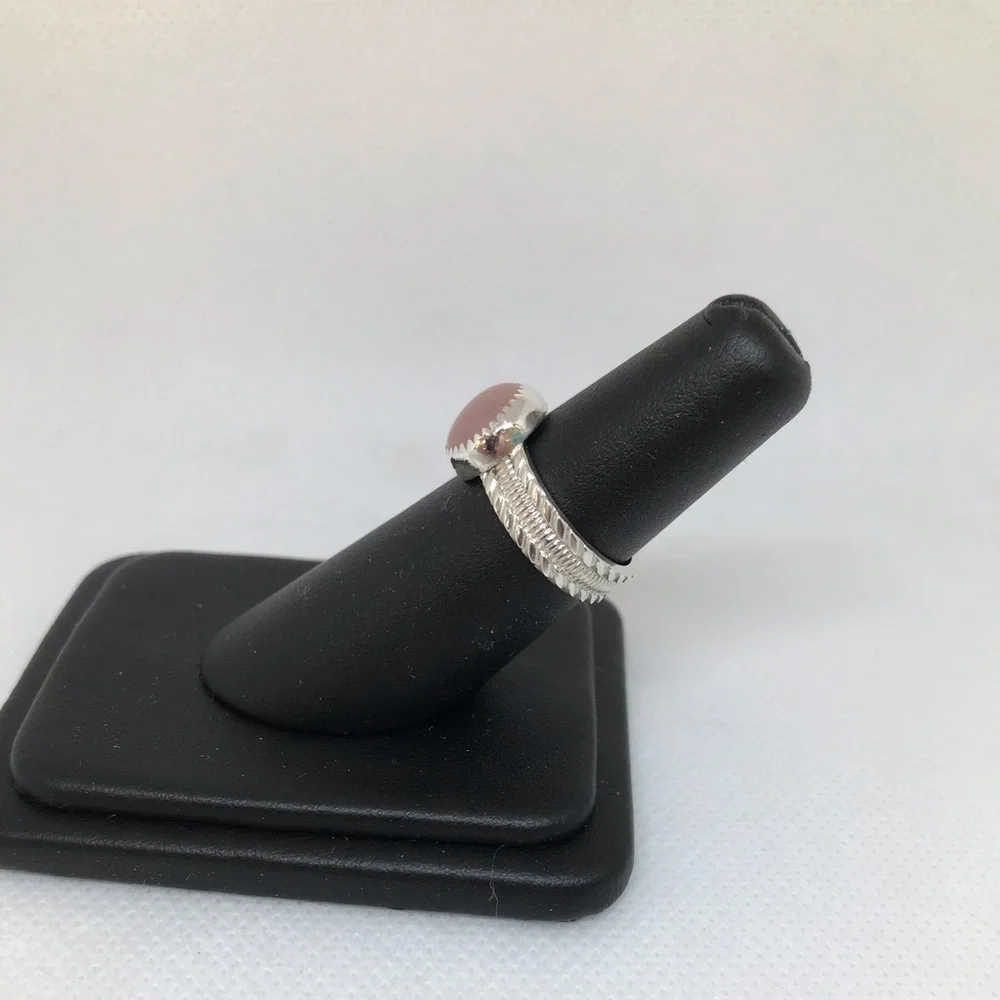 4Ct Rose Quartz Ring Handmade - Picture 3 of 4